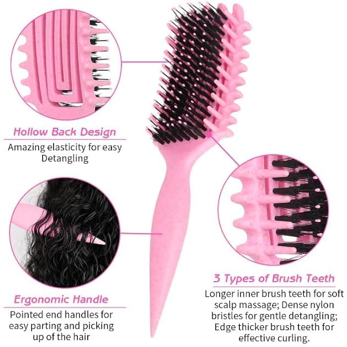 Curl Define Styling Brush,Curly Hair Brush, Wet Dry Detangler Hair Brush,The Essential Tool For S Styling Curls, Achieve Perfectly Defined Curls -1pc -multicolor - Image 3